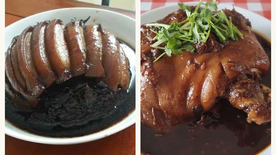 老陈家宴的梅干菜扣肉与炖蹄膀，专业级出品